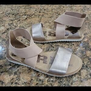 Sorel Ella II Flat Leather Bronze Sandals Slides Slingbacks Womens Shoes 7.5